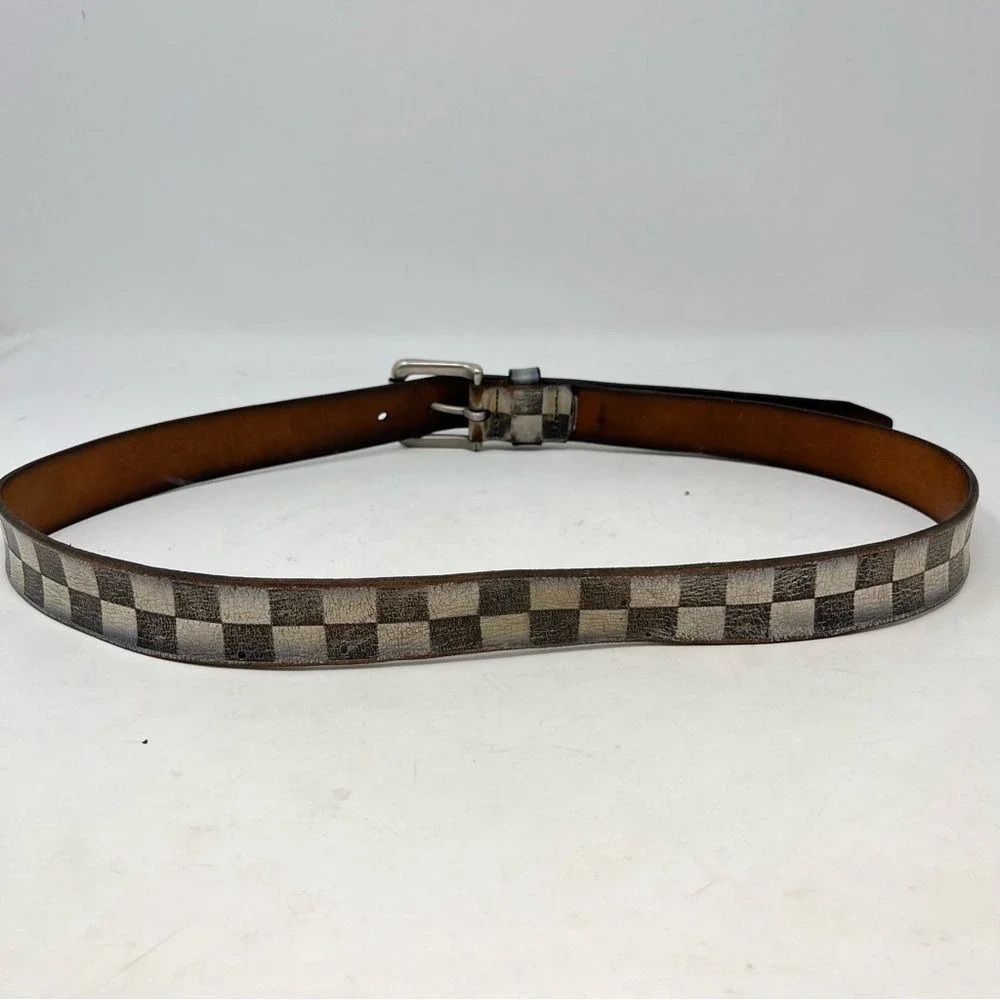 Levi's Check Print Leather Belt Size M 34-36‎